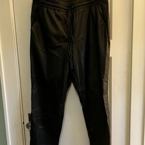 LOFT Sleek Black Faux Leather Joggers